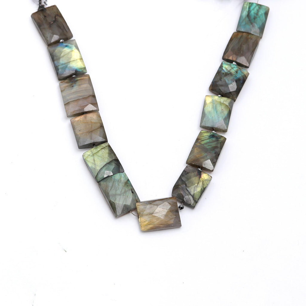 Labradorite Grey Rectangle Faceted Natural Beads 8 Inches Strands