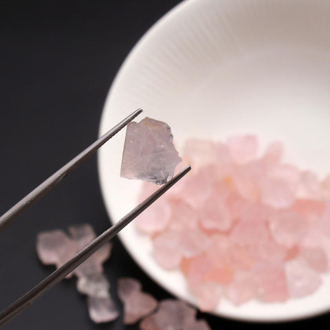 Rose Quartz Pink Raw Faceted Natural Beads With No Drill