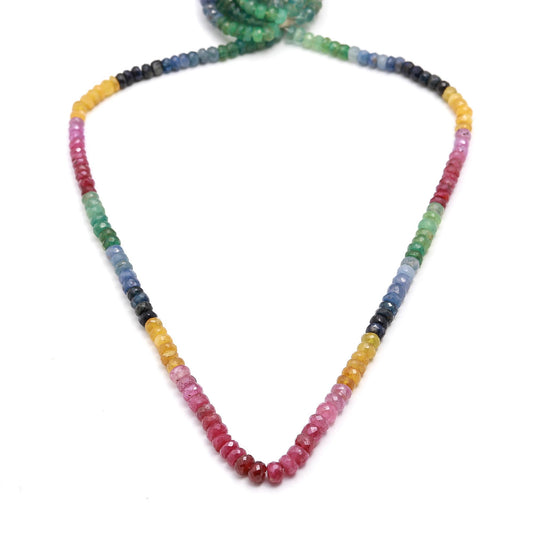 Multi Sapphire Shaded Multicolor Rondell Faceted Natural Beads 16 Inches Strands