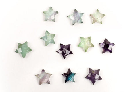 Fluorite Green Blue Star Faceted Natural Beads