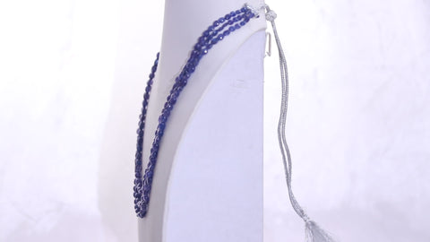 Tanzanite Blue Oval Smooth Natural Beads Necklace 24 inches strands