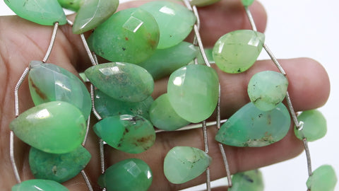 Chrysophrase Green Pear Faceted Natural Beads 8 Inches Strands