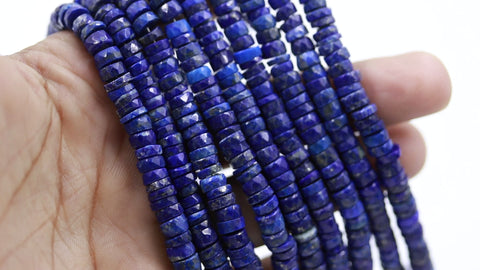 Lapis Lazuli Blue Tire Faceted Natural Beads 8 Inches Strands