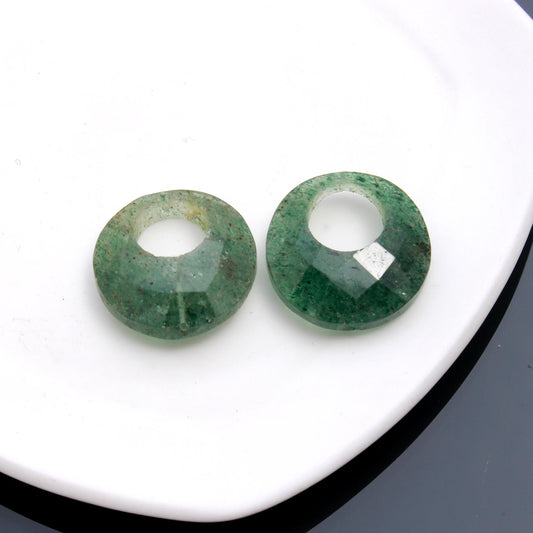 Strawberry Quartz Green Coin Faceted Natural 19 MM Stone