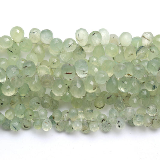 Prehnite Green Drop Faceted Natural Beads 8 Inches Strands