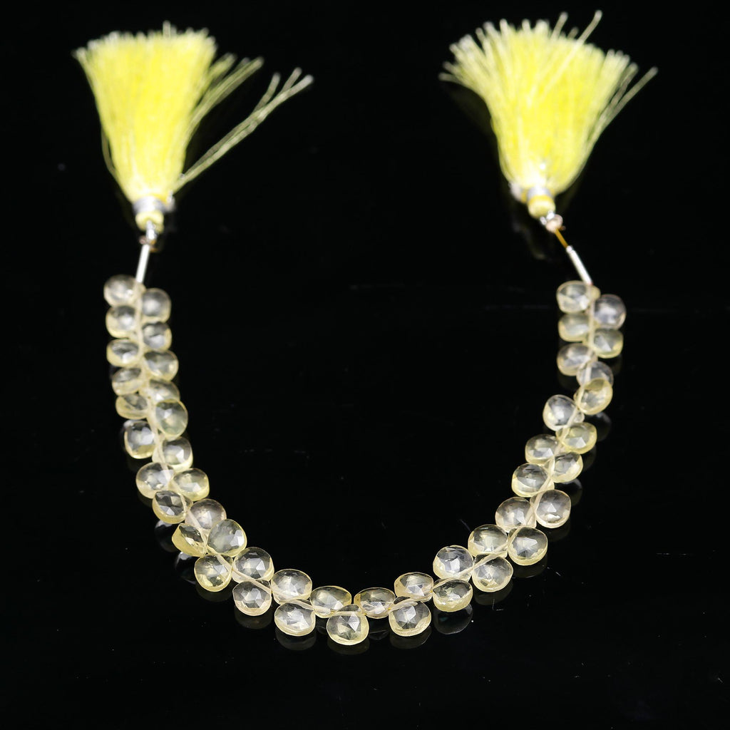 Lemon Quartz Yellow Pear Faceted Natural Beads 8 Inches Strands