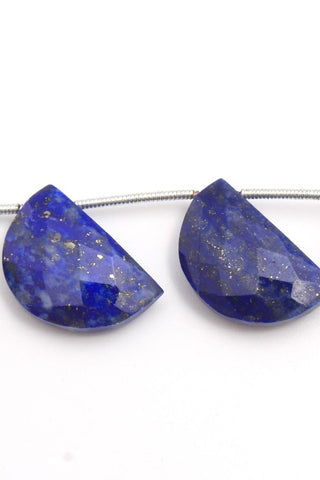 Lapis Lazuli Blue D Shape Faceted Natural Beads