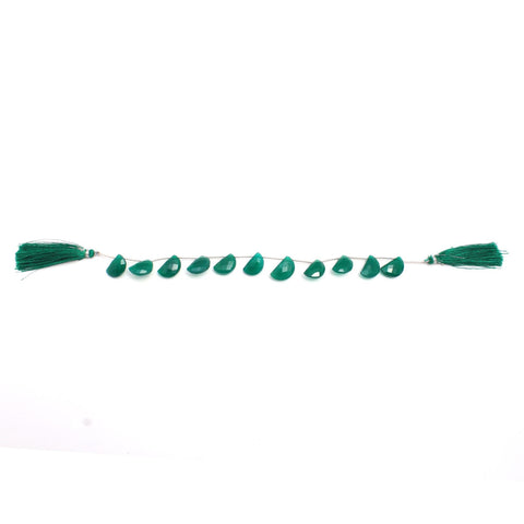 Green Onyx Green D Shape Faceted Natural Beads