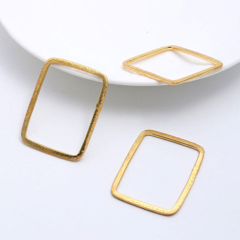 Gold Coated Brass Outline 40 x 30MM Rectangle Blank