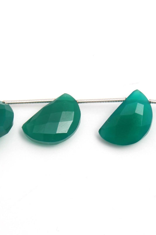 Green Onyx Green D Shape Faceted Natural Beads