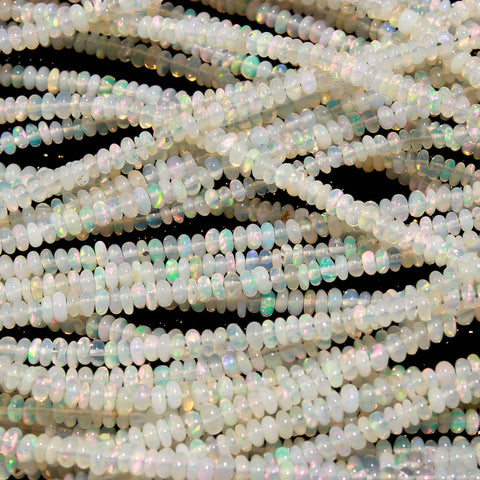 Ethiopian Opal White Rondell 3 mm Faceted Natural Beads 16 Inches Strands