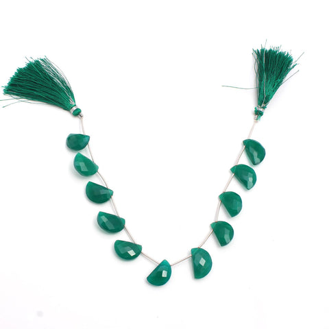 Green Onyx Green D Shape Faceted Natural Beads