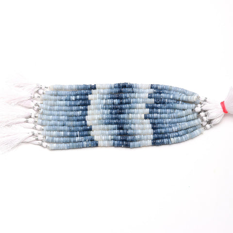 Opal Blue Shaded Tire Faceted Natural Beads 8 Inches Strands