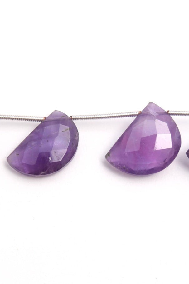 Amethyst Purple D Shape Faceted Natural Beads