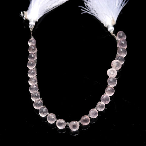 Rose Quartz Pink Onion Faceted Natural Beads 8 Inches Strands