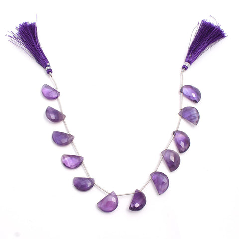 Amethyst Purple D Shape Faceted Natural Beads