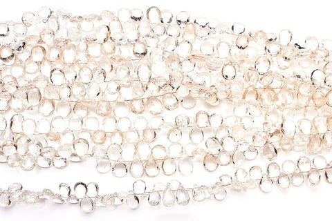 Crystal Quartz Clear  Pear Faceted Natural Beads