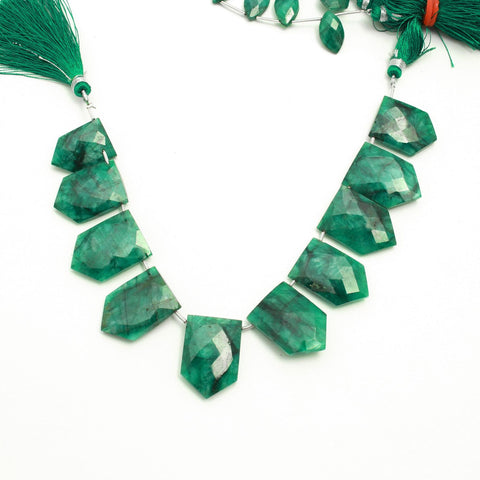 Green Dyed Quartz Pentagon Faceted Natural Beads