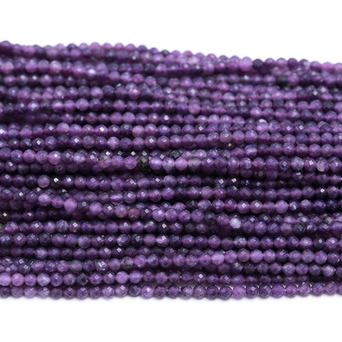 Charoite Purple Round Faceted Natural Beads 12.5 Inches Strands