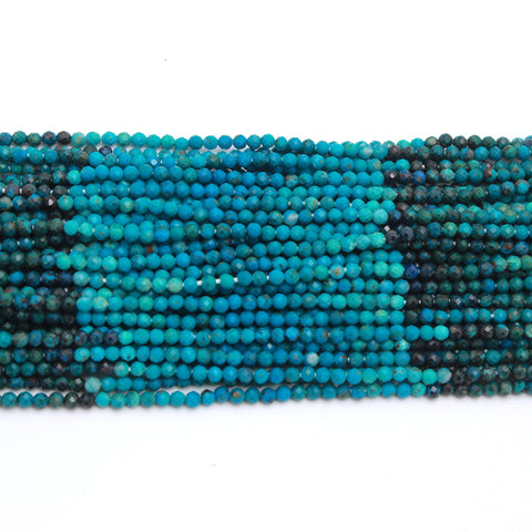 Chrysocolla Blue Shaded Round Faceted Natural Beads 13.5 Inches Strands