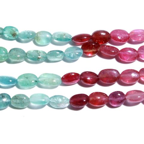 Multi Sapphire Multi Color Oval Smooth Natural Beads 18 Inches Strands