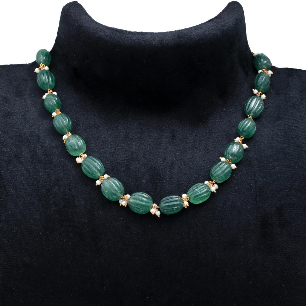 Dyed Emerald/Aventurine /Chrysoprase Smooth Carving Watermelon Beads Necklace 20 Inches Strands