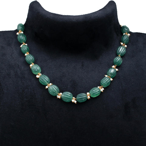 Dyed Emerald/Aventurine /Chrysoprase Smooth Carving Watermelon Beads Necklace 20 Inches Strands