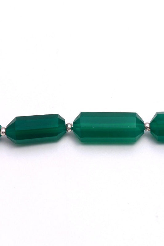 Green Onyx Double Pencil Faceted Natural Beads