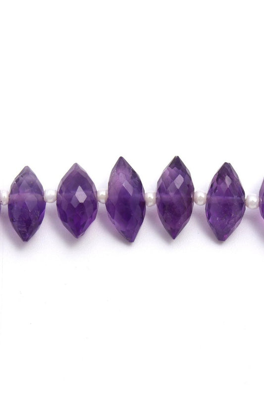 Amethyst Purple Dew Drop Faceted Natural Beads