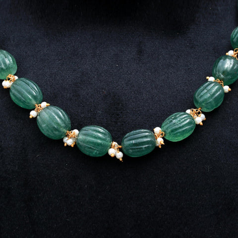 Dyed Emerald/Aventurine /Chrysoprase Smooth Carving Watermelon Beads Necklace 20 Inches Strands