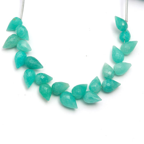 Amazonite Green Drop Faceted Natural Beads 4 Inches