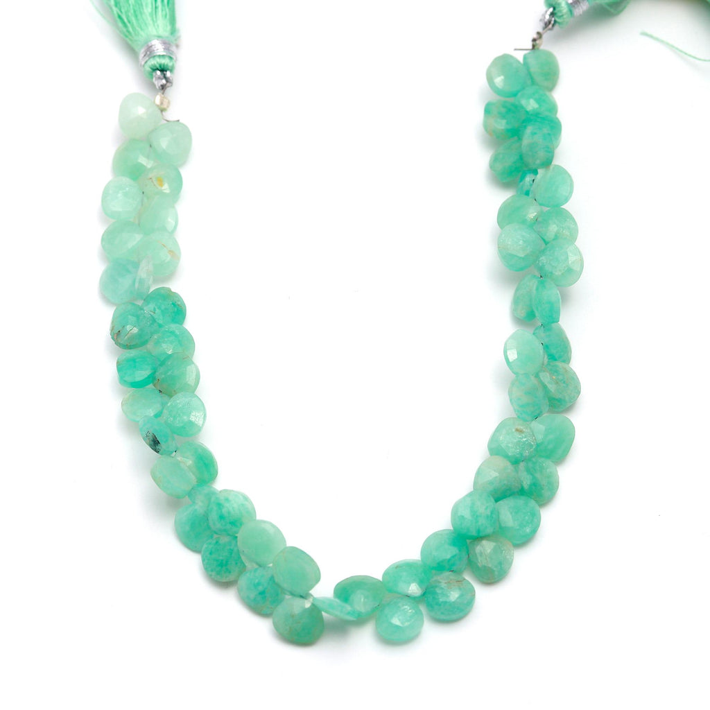 Chrysoprase Green Heart Faceted Natural Beads 8 Inches Strands