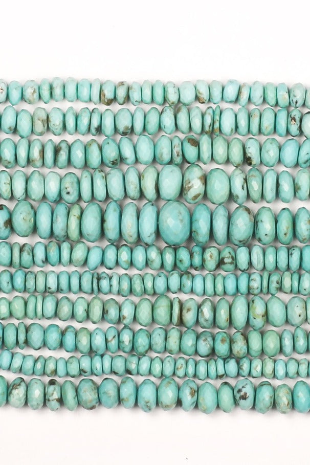 Turquoise Blue Green Rondelle Faceted Natural Beads