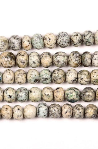 Dendrite Opal Grey Rondelle Smooth Natural Medium Beads 8 Inches Strands