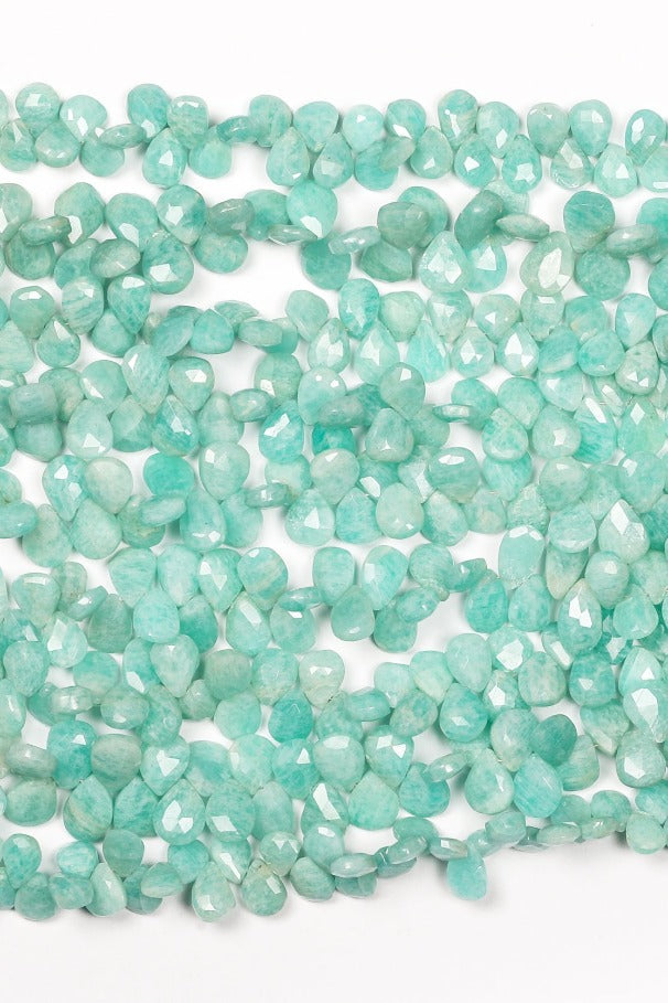 Amazonite Green Pear Faceted Natural Beads