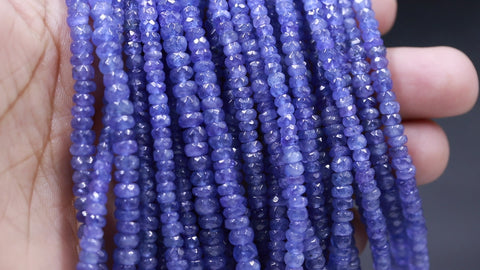 Tanzanite Purple Rondell Faceted Natural Beads 16 Inches Strands