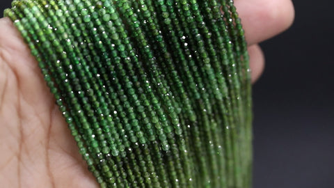 Green Tourmaline Shaded Green Round Faceted Natural Beads 12.5 inches