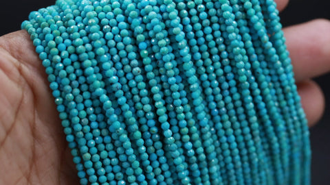 Howlite Turquoise Green Round Faceted Natural Beads 12.5 inches