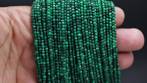 Emerald Shaded Green Round Faceted Natural Beads 12.5 inches strands