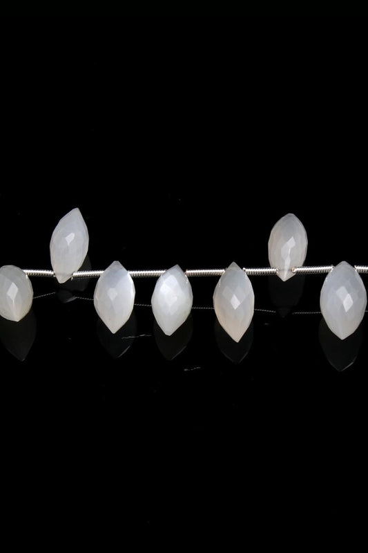 White Moonstone Dew Drop Faceted Natural Beads