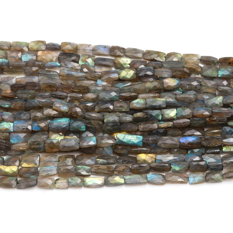 Labradorite Grey Rectangle Faceted Natural Beads 12.5 inches Strands