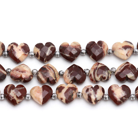 Picture Jasper Brown Heart Faceted Natural Beads 8 inches Strands