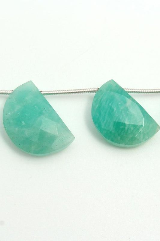 Amazonite Green D Shape  Faceted Natural Beads