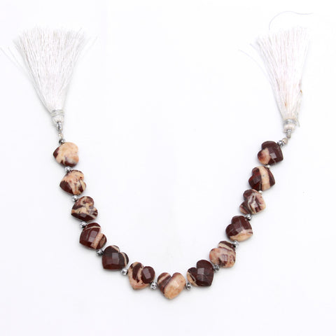 Picture Jasper Brown Heart Faceted Natural Beads 8 inches Strands