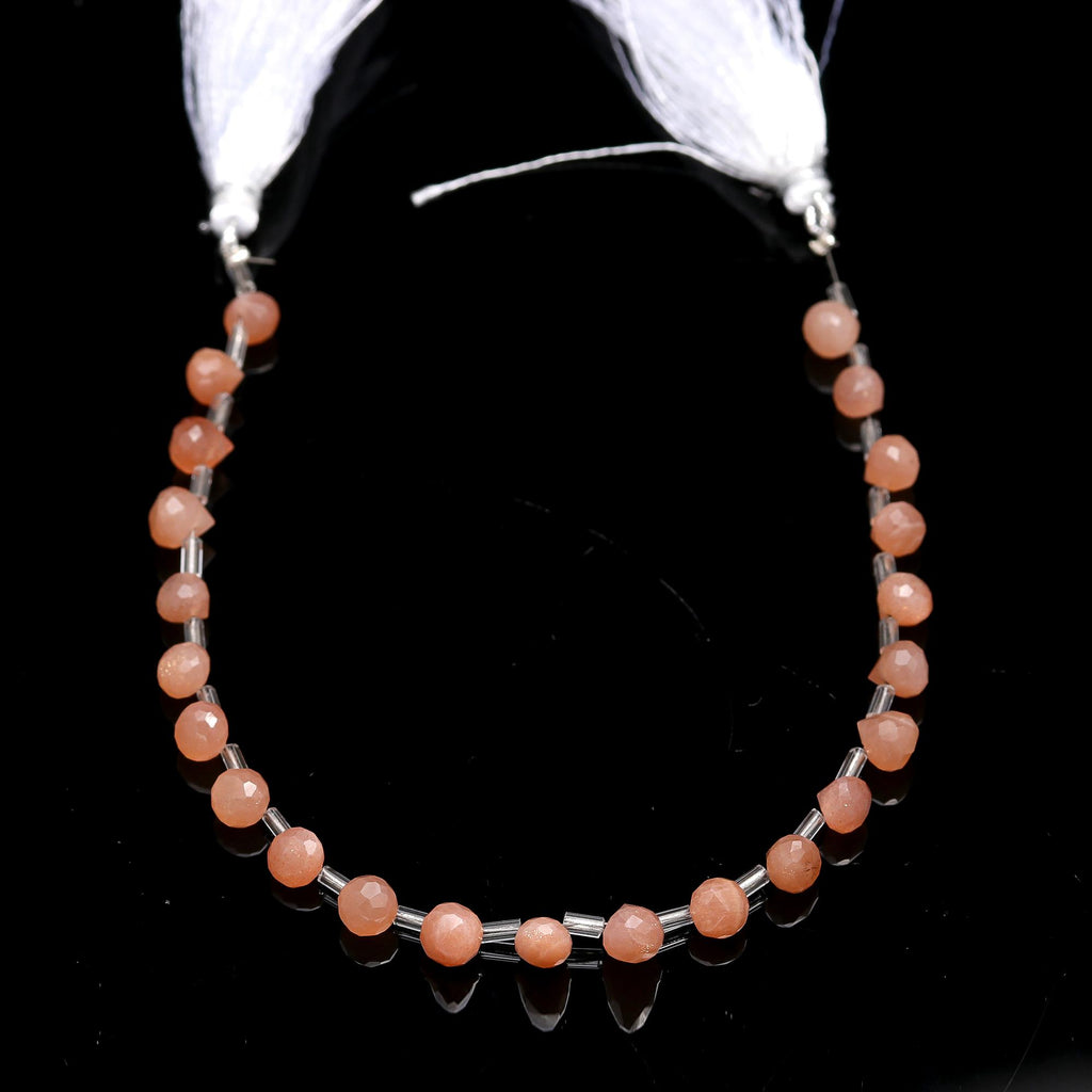 Peach Moonstone Onion Faceted Natural Beads