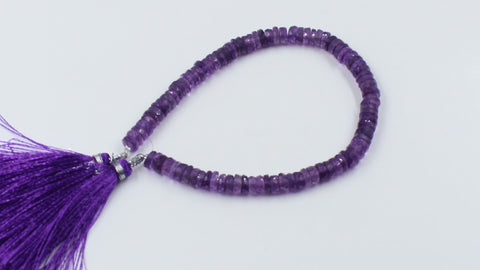 Amethyst Purple Tire Faceted Natural Beads 8 Inches Strands