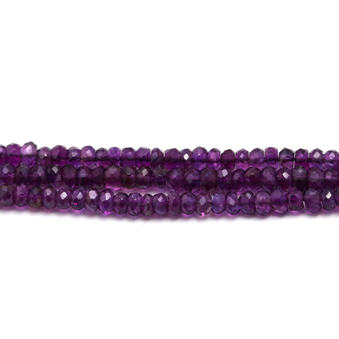 Amethyst Purple Rondell Faceted Natural Beads 8 Inches Strands