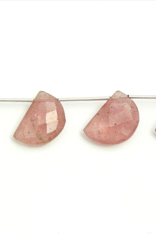 Strawberry Quartz Pink D Shape Faceted Natural Beads