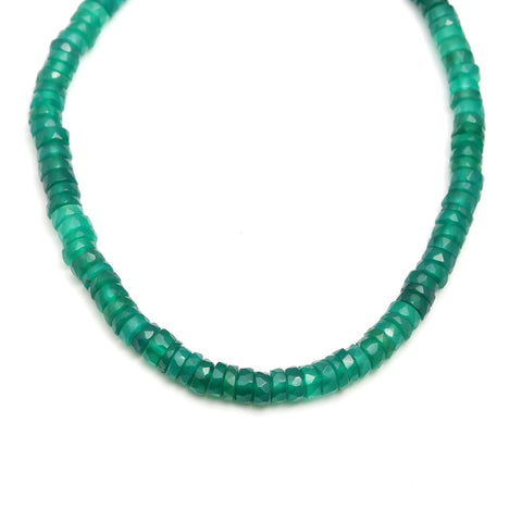 Onyx Green Shaded Tire Faceted Natural Beads 8 inches Strands