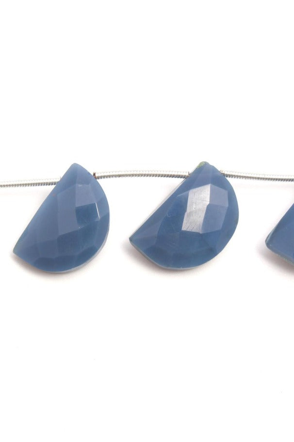 Blue Opal Blue D Shape Faceted Natural Beads